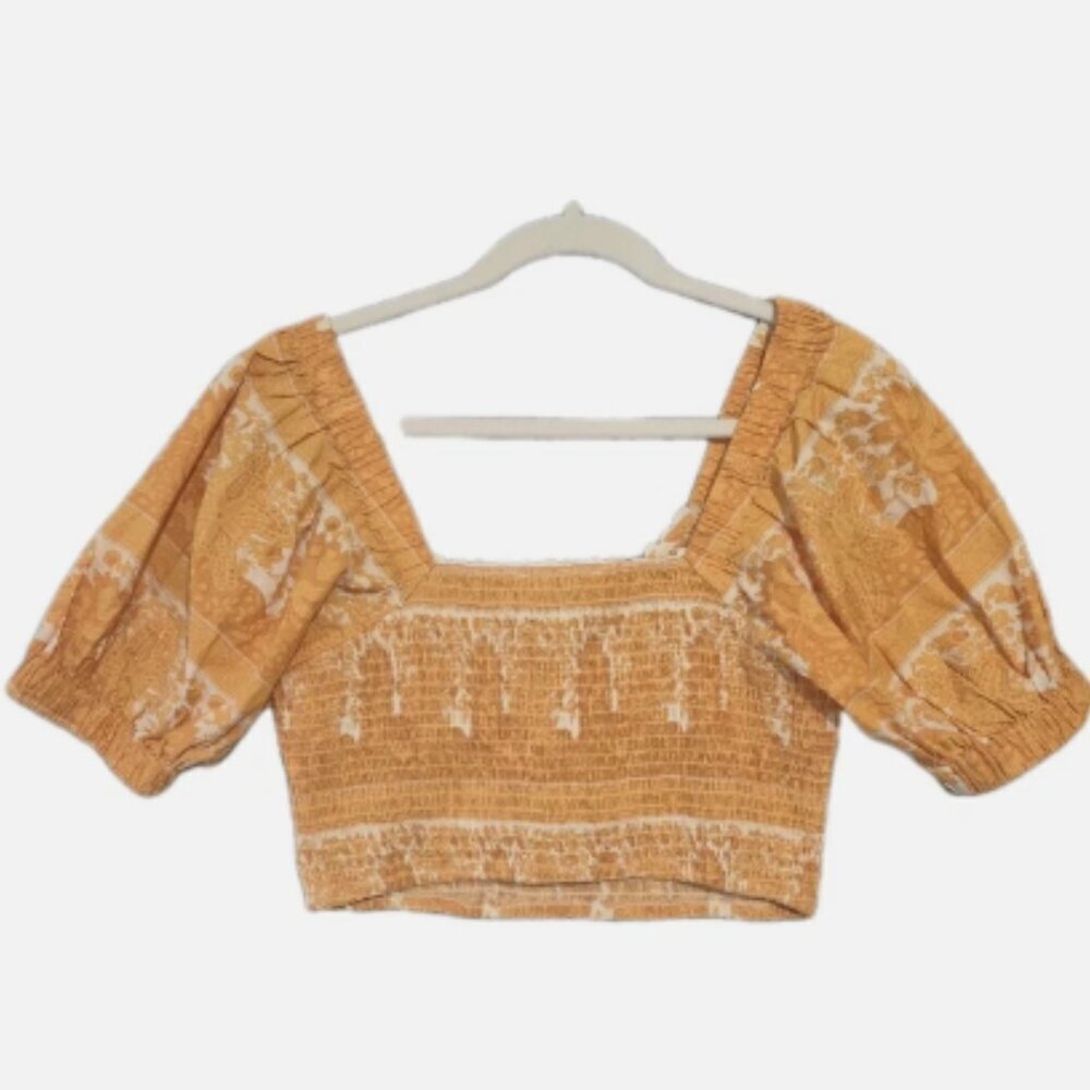 NWT Cleobella Women's Everly V-Neck Puff Sleeve Crop Coastal Boho Top M - Picture 4 of 9